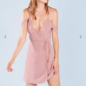 Reformation Elie Dress Pink Wrap Cold Shoulder
